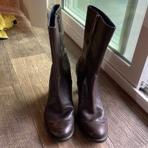 Tommy Hilfiger brown leather heeled booties